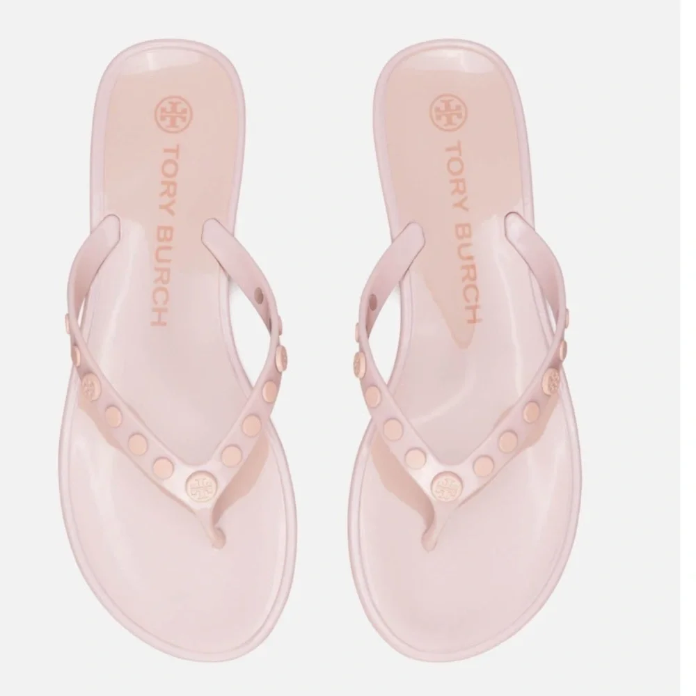 TORY BURCH Studded Jelly Sandals pink rose Size 8